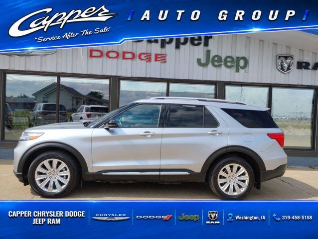 2022 Ford Explorer Limited in Iconic Silver Metallic — front three-quarter view