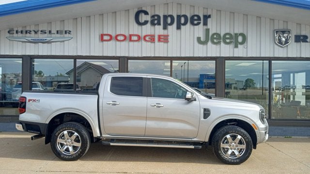 2024 Ford Ranger LARIAT in Iconic Silver Metallic — front three-quarter view